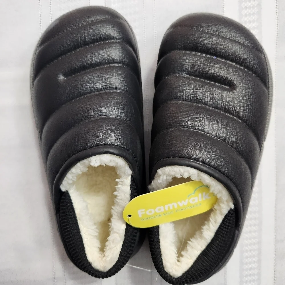 3/$25 Foamwalk toddler slip on black sherpa lined shoes NWT size XL 11/12